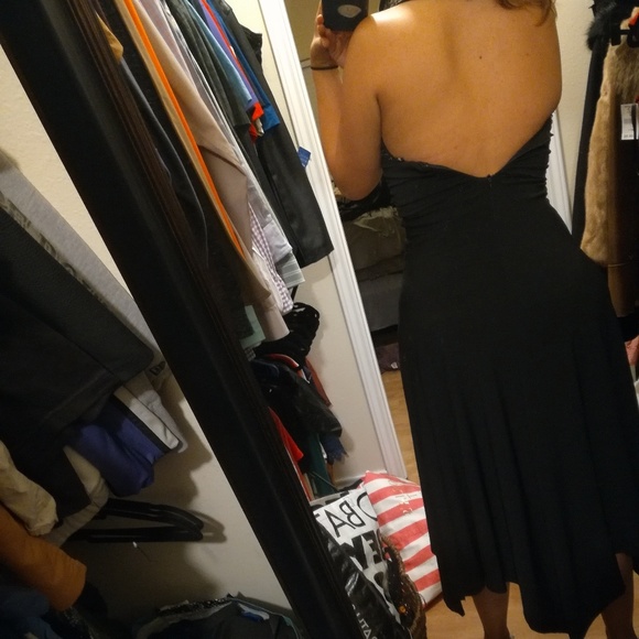 Morgan and Co formal deep v beaded halter dress - Picture 4 of 6